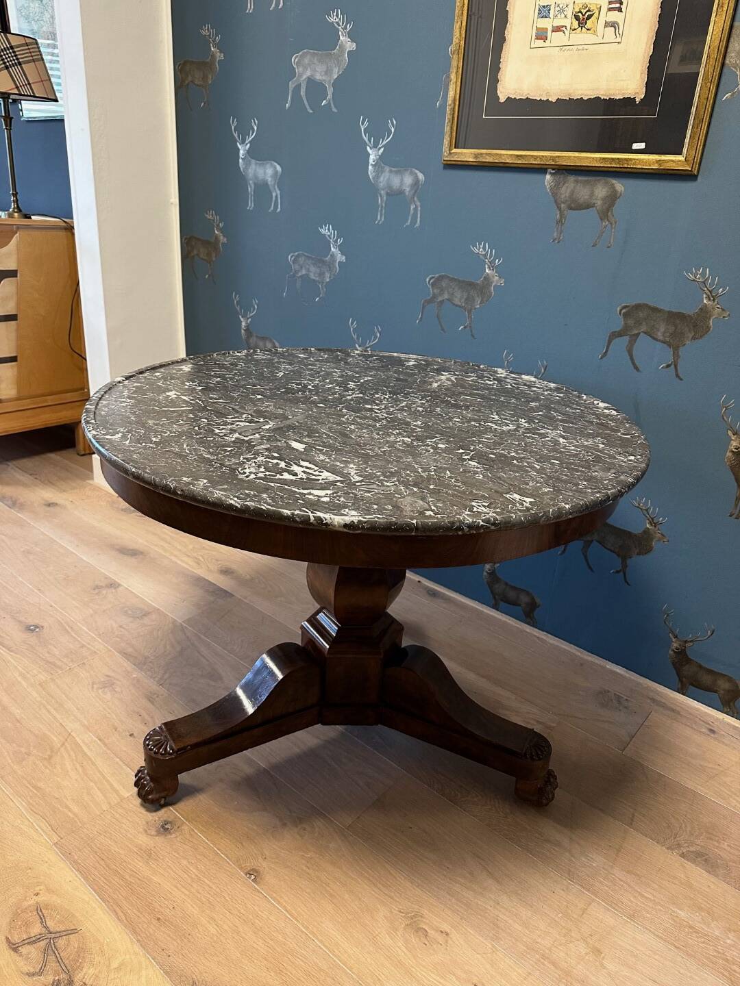 Antique gueridon table with marble top