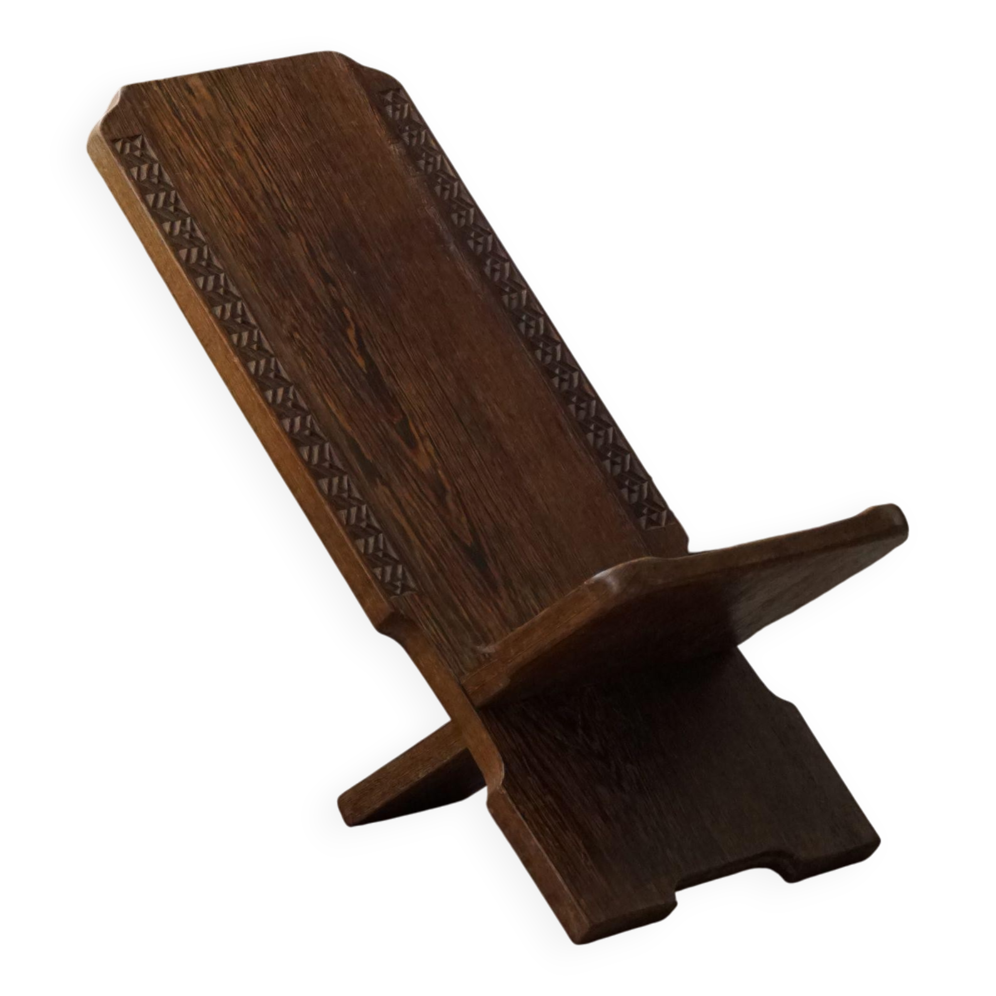 Hand-carved rustic African tribal folding chair, Wabi Sabi, 1970s
