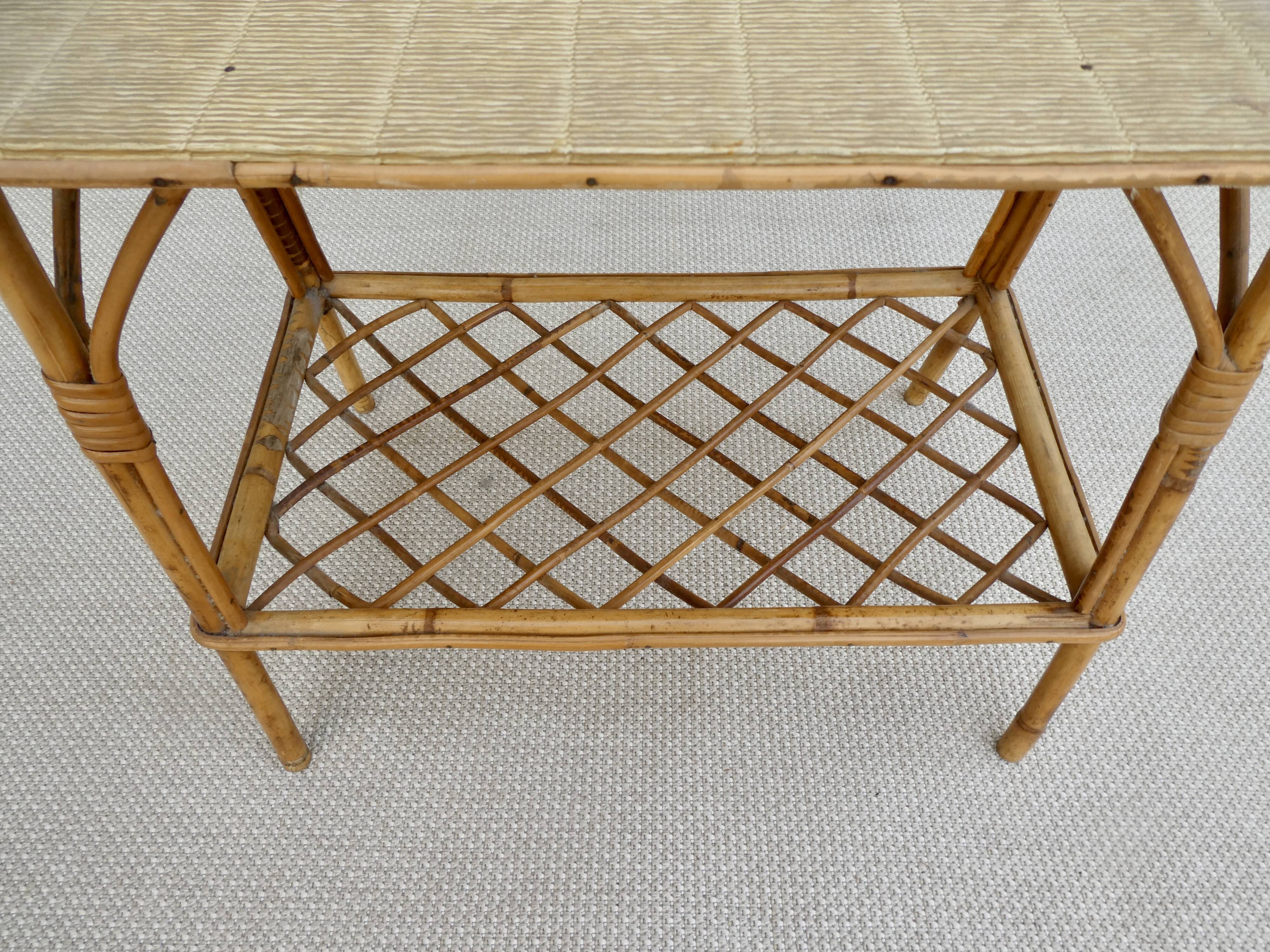 Rattan bedside table from the 60s 70s