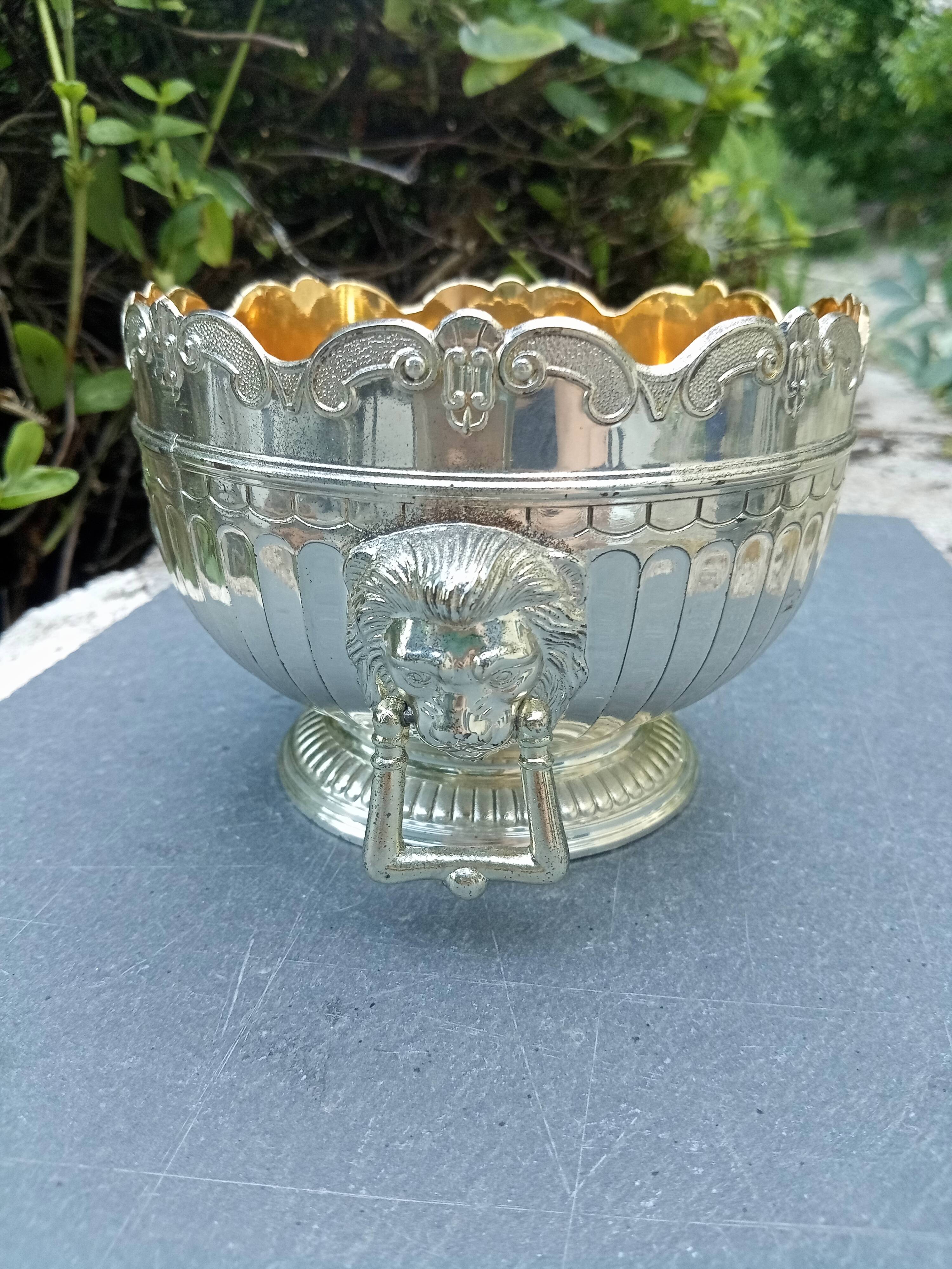 Silver ice bucket Art Deco lion