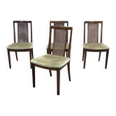 Suite de 4 chaises en teck de la marque G-plan avec dossier canné