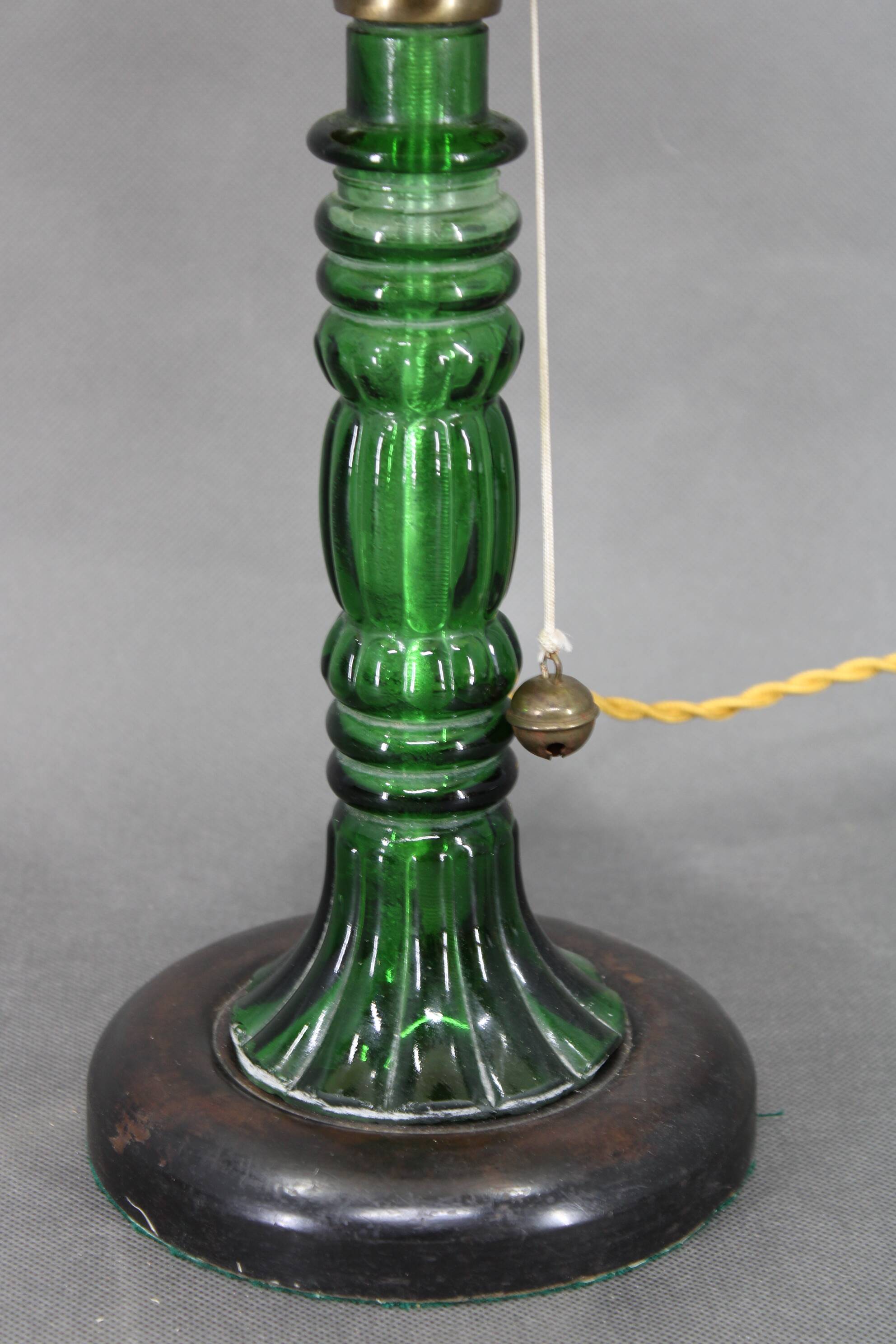 1940s Restored Glass Table Lamp with Glass Shade