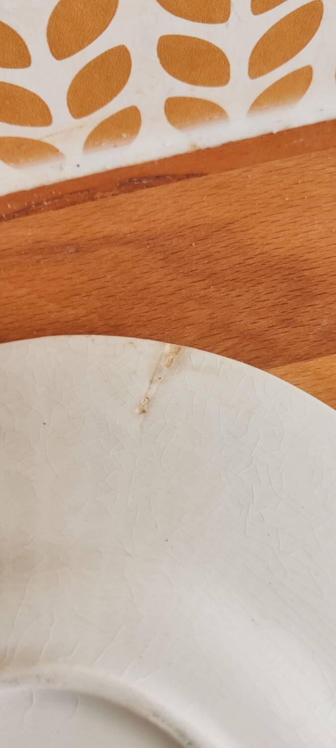 Oval white serving dish with floral patterns Floréal M.B.C.M.