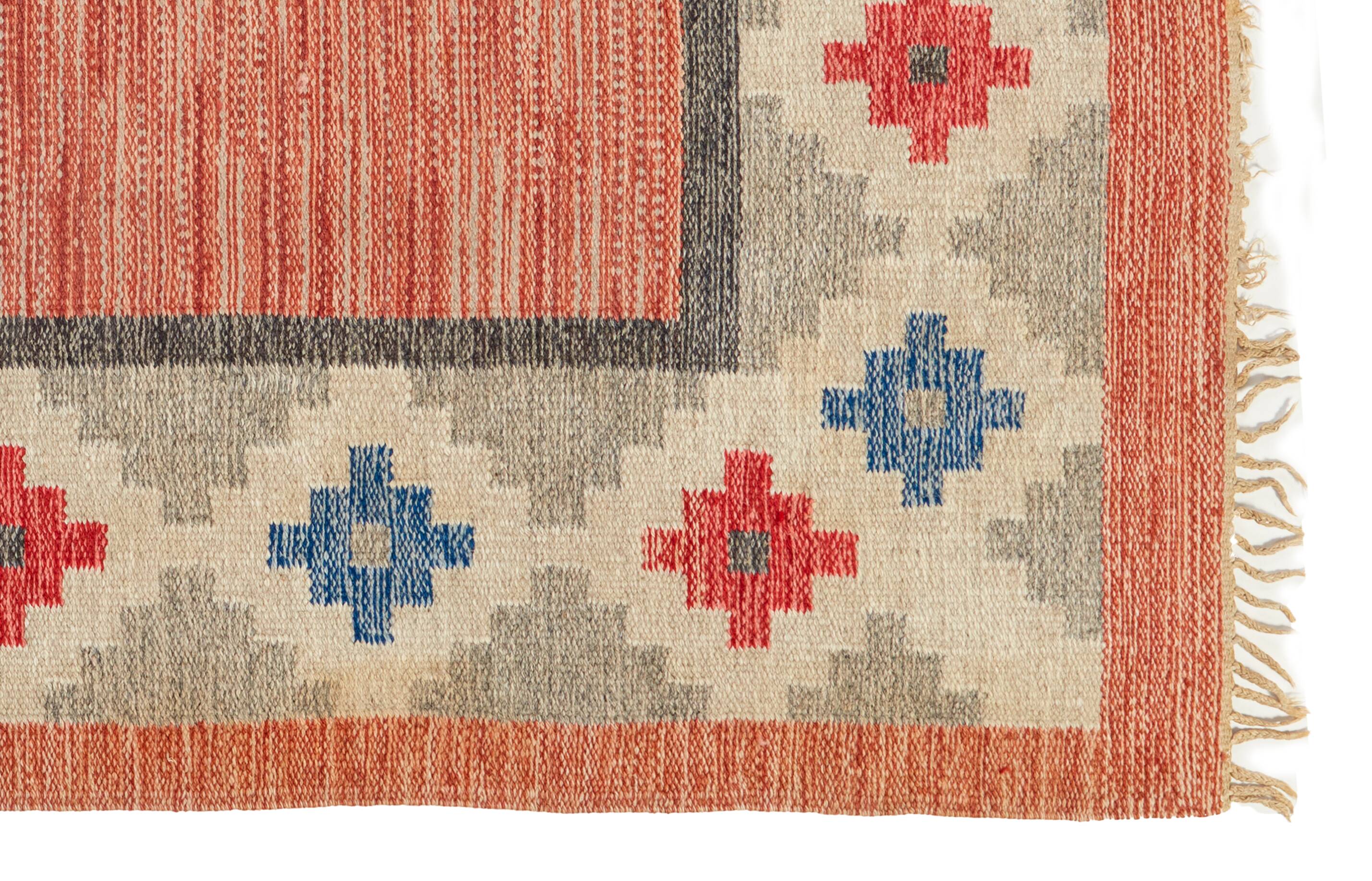 Scandinavian mid-century rug, signed 200 x 132 cm