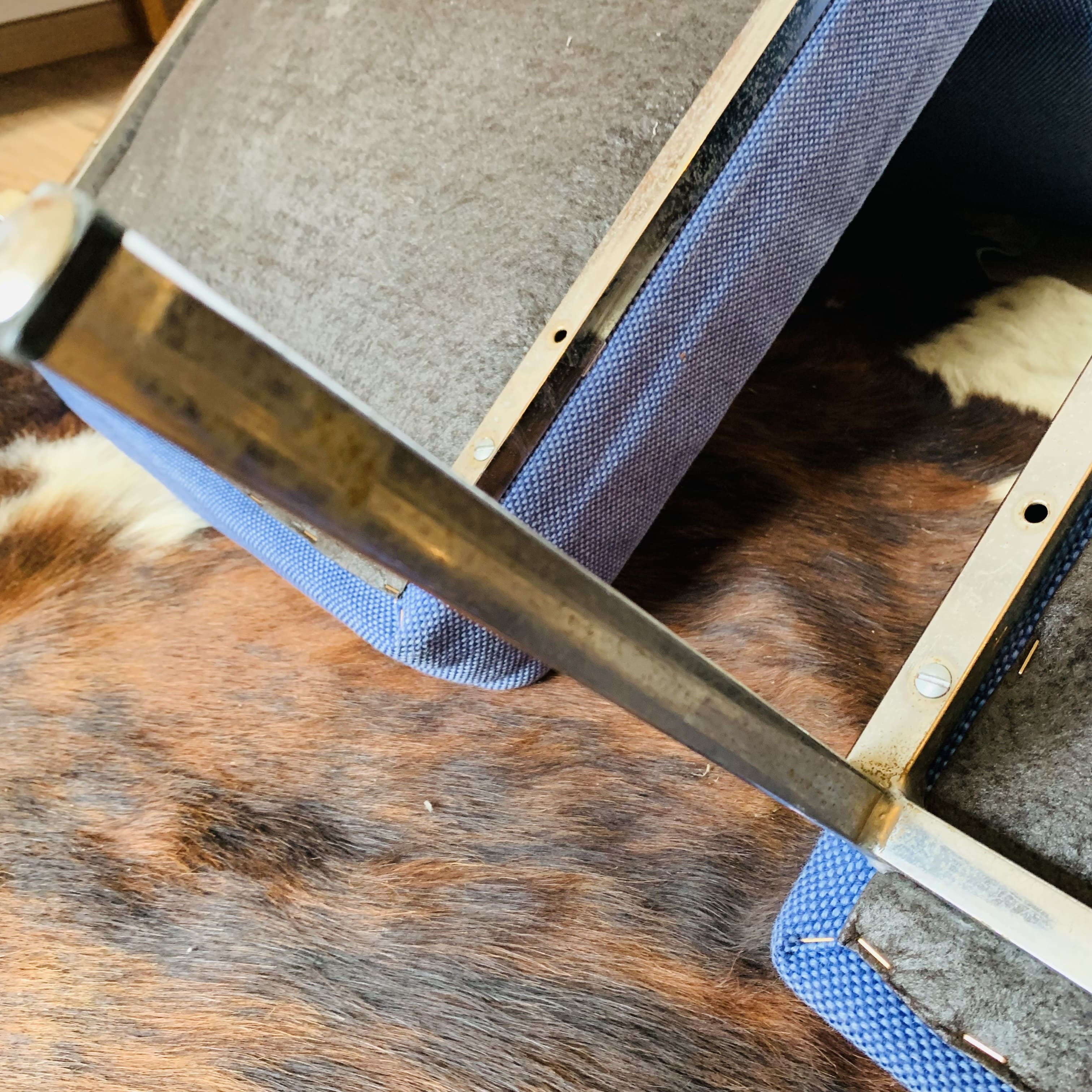 2 blue heaters - fabric and metal