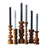 Bougeoirs en bois scandinaves, ensemble de 6