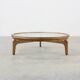 Table moderne en bois de cèdre et verre, Italie fin du 20e siècle