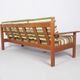 Danish design teak sofa with green striped cushions, 1960's