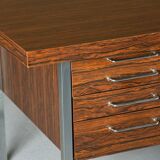 Mid-century rosewood and metal desk, Denmark 1970s