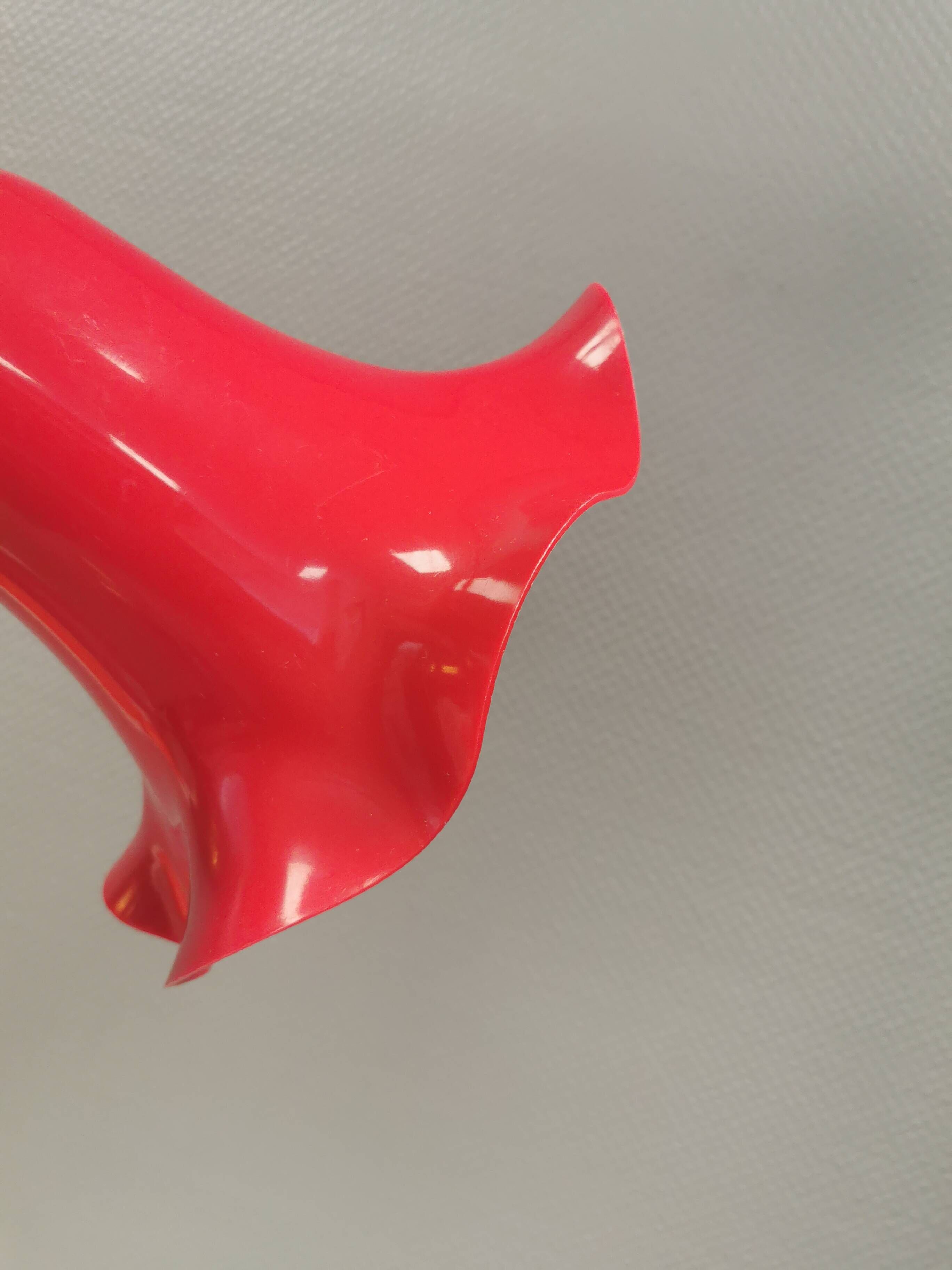 Red vintage hanging lamp made from ABC plastic. Denmark 1980s