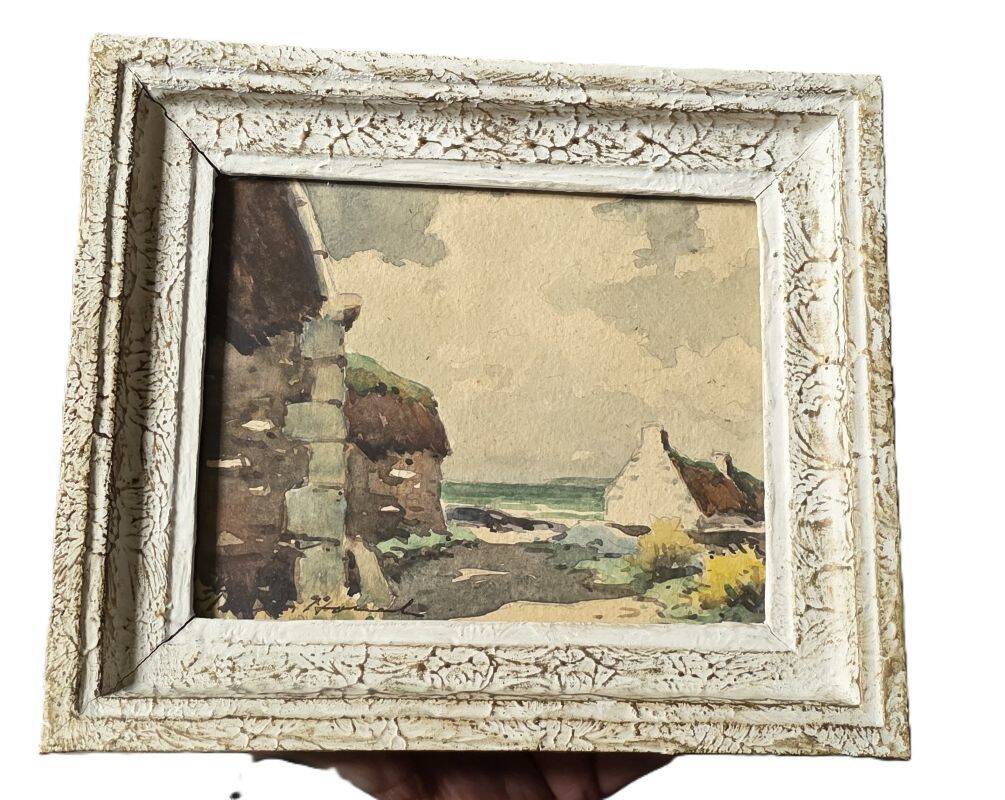 Claude Houal Watercolour No. 21 Cottages of Morbihan Circa 1950