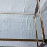 70s glass and brass coffee table