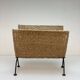 Porte-revues pliable vintage en corde tressée avec cadre en métal noir, 1960