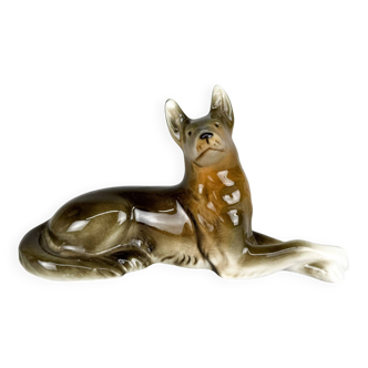 1970's Royal Dux Porcelain Statue of a German Shepherd
