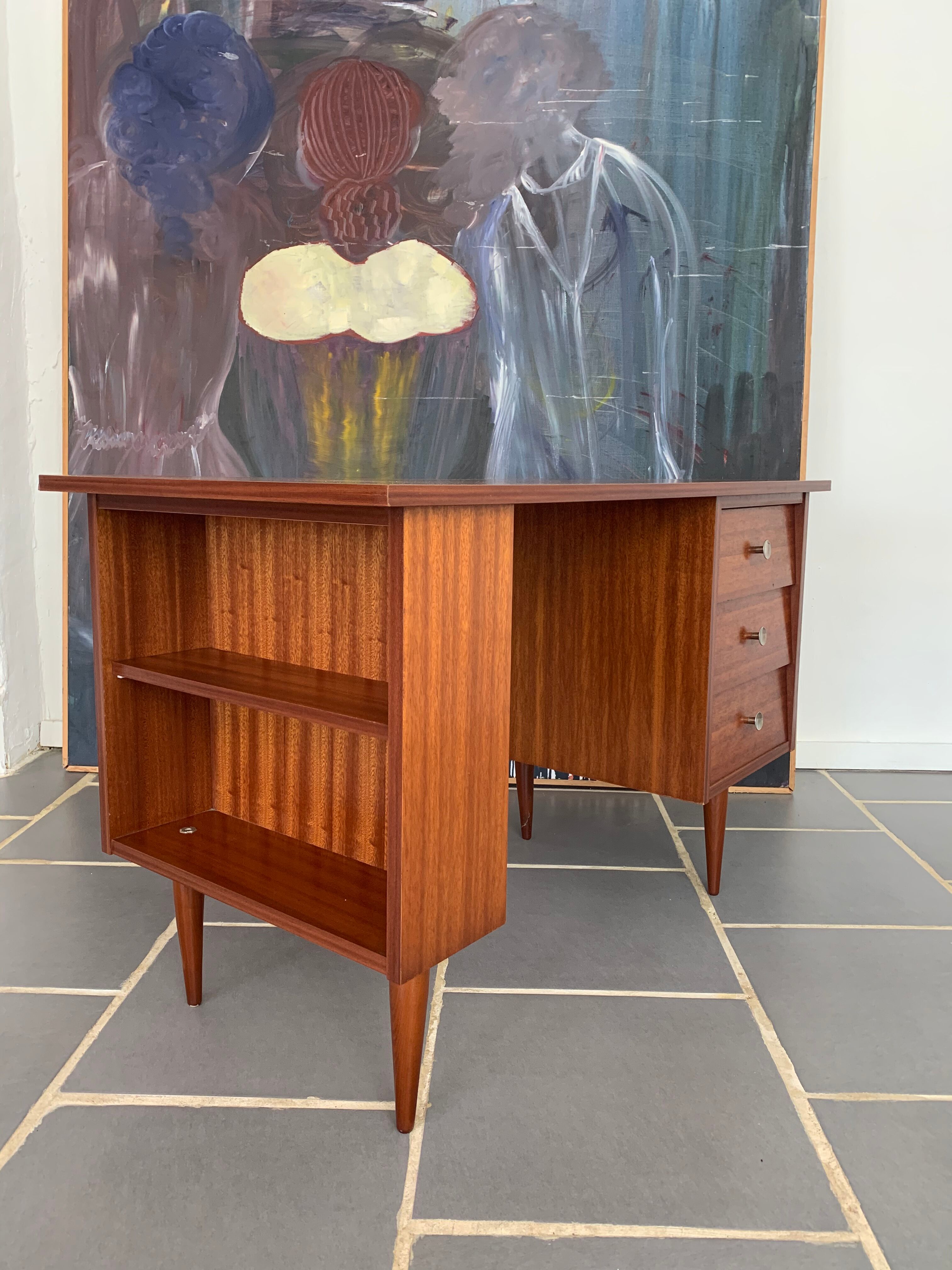 Vintage teak veneer desk 1950