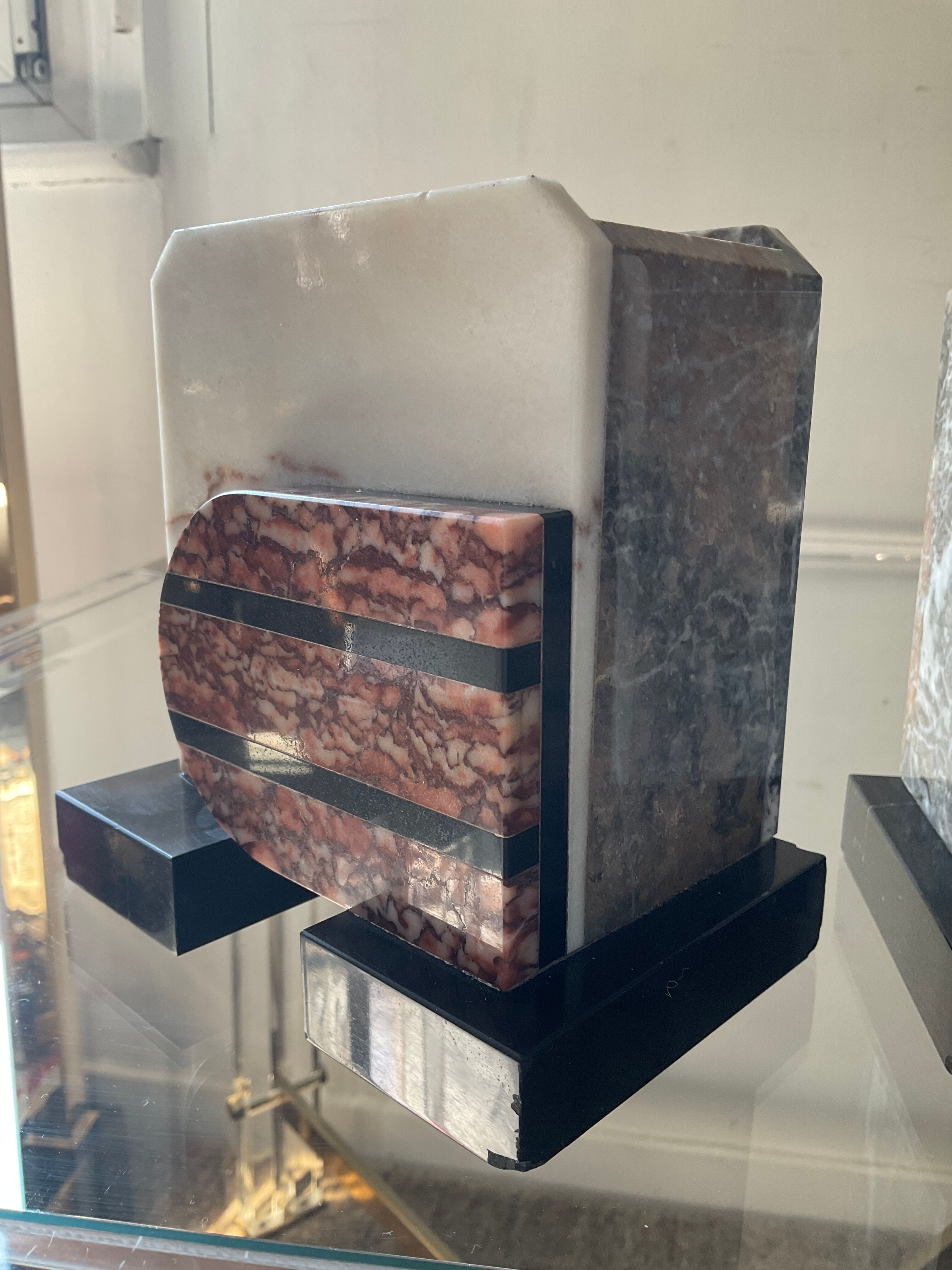 Pair of Art Deco marble bookends