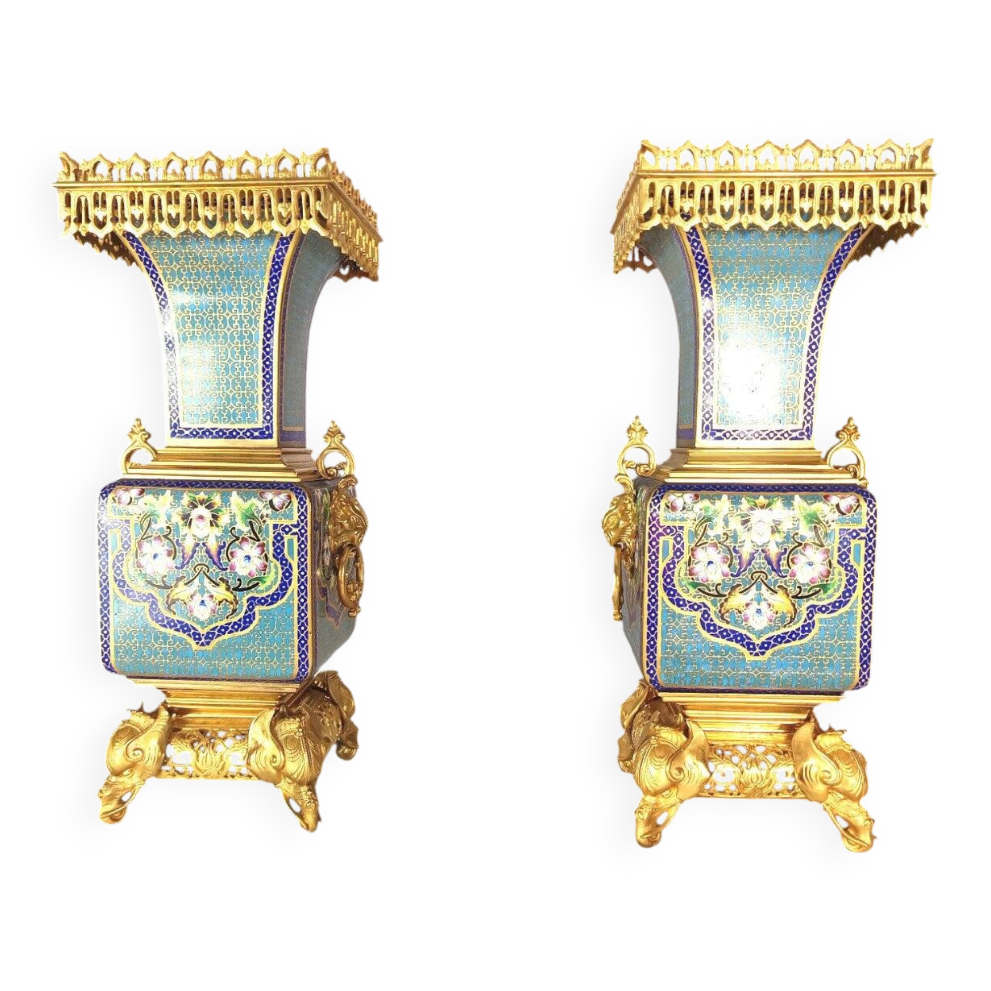 Pair of Japanese-style Cloisonné Vases Attributed to Ferdinand Barbedienne (1810-1892) And