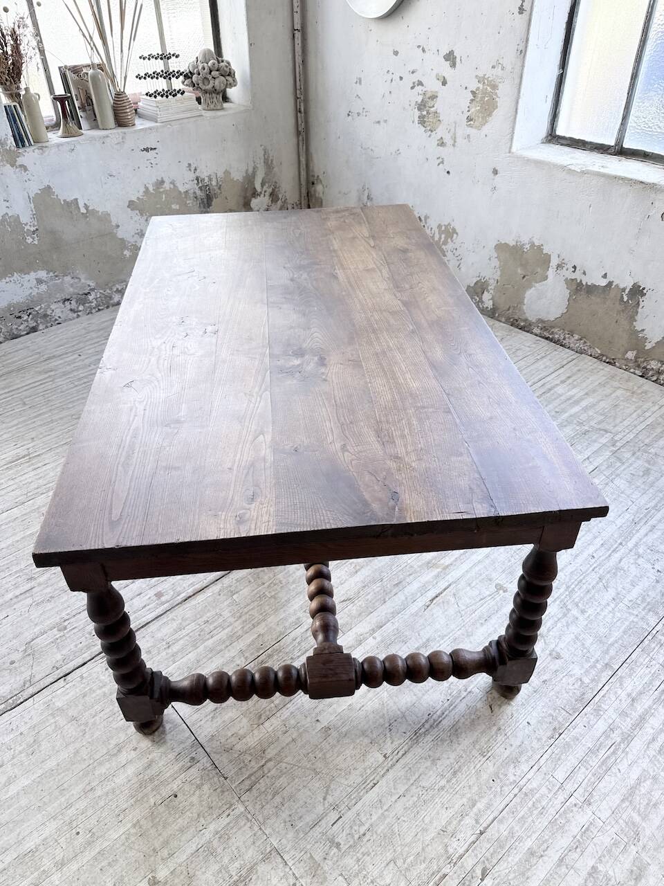 Solid oak table 1900 drapery style XL 280cm with extensions