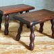 Pair of vintage solid turned wood footstools