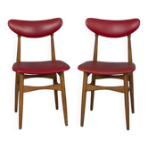 Pair of vintage 1960s chairs in wood and leather, italian design