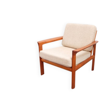 Vintage Danish teak Ellakaer armchair, 1960s–70s retro style.