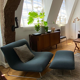 Fauteuil lounge et ottoman design Pascal Mourgue modèle Câlin pour Cinna