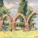 Tableau pierres et rosiers