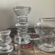 Trio of vintage molded glass candlesticks