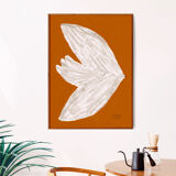 Affiche imprimée en qualité giclée avec illustration d'oiseau blanc en vol - 30x40cm