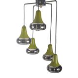 Chrome and green cascade pendant lamp