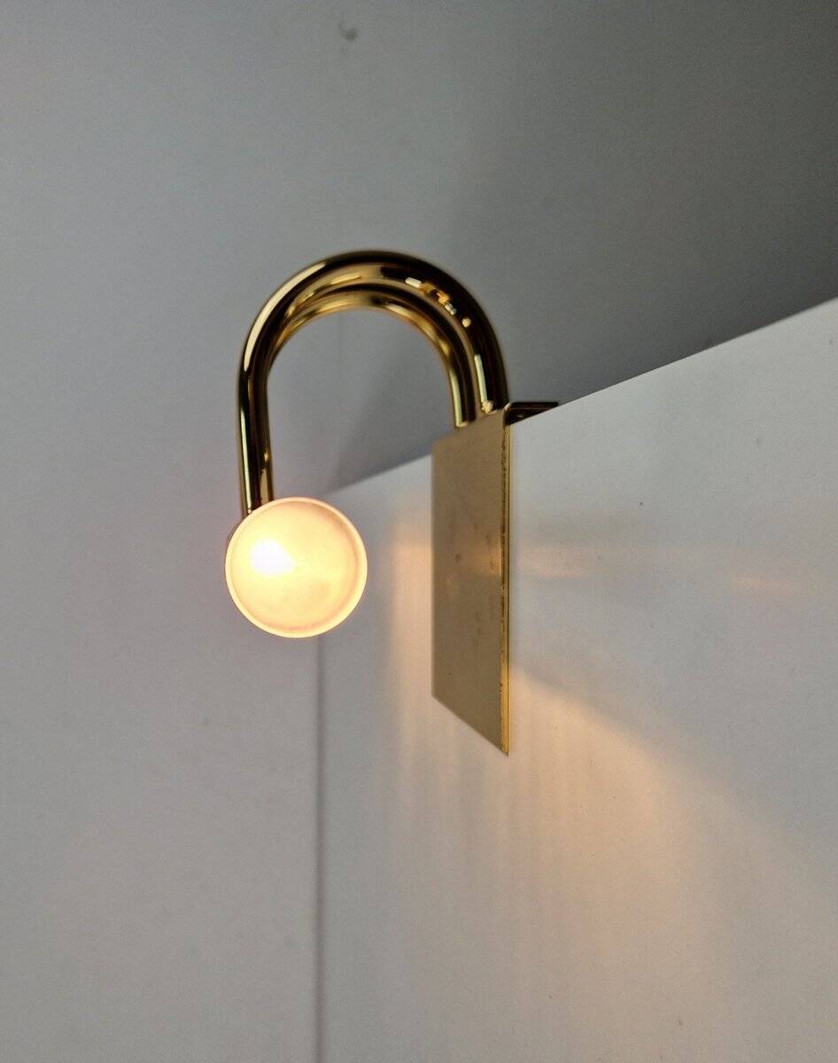 Regency Brass Acrylic Cabinet Lamp by Lumina, 1980s, Set of 3