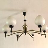 Lustre moderniste aux 6 flambeaux 1950