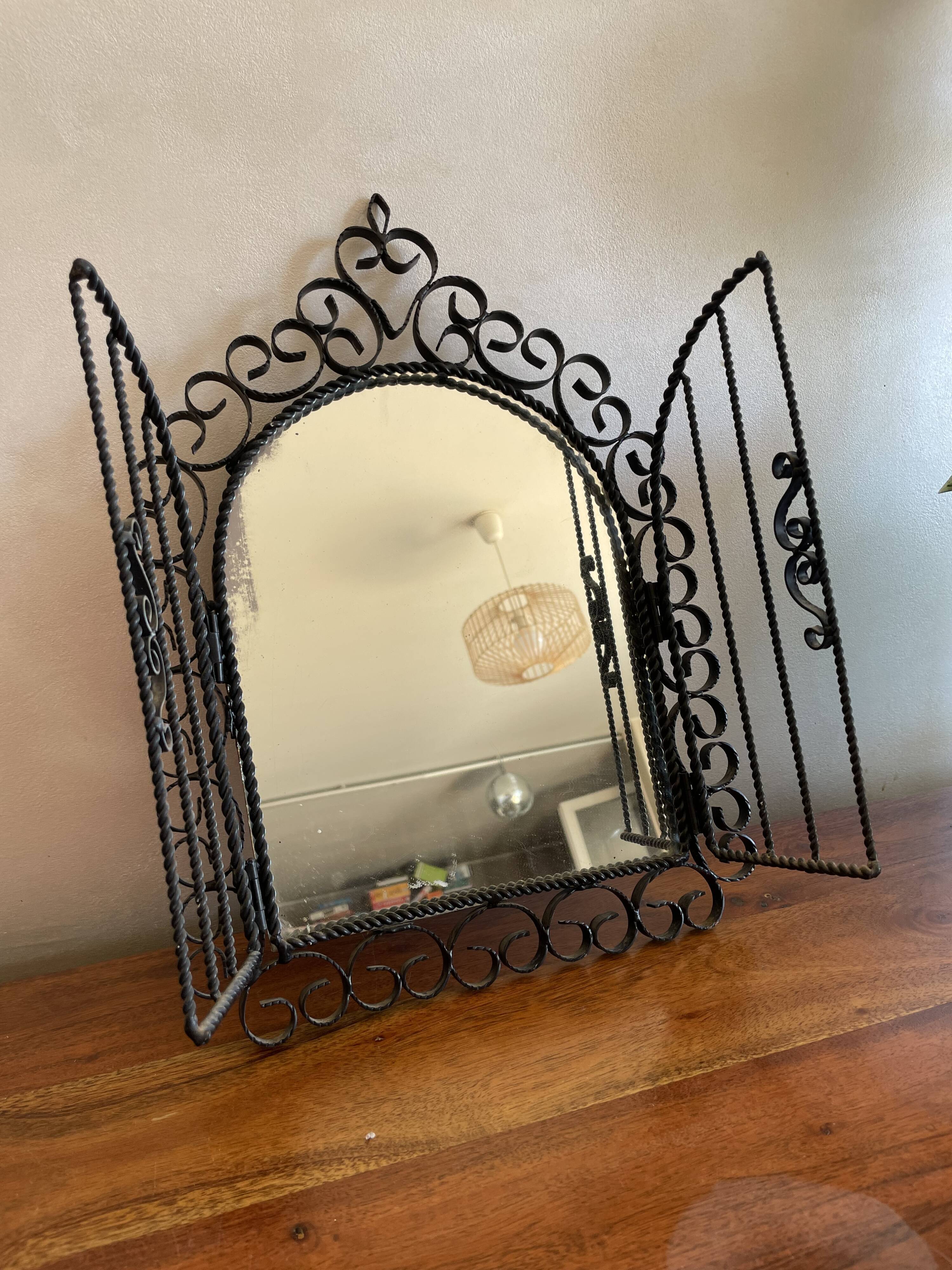 Wrought iron mirror with shutters 29x40cm