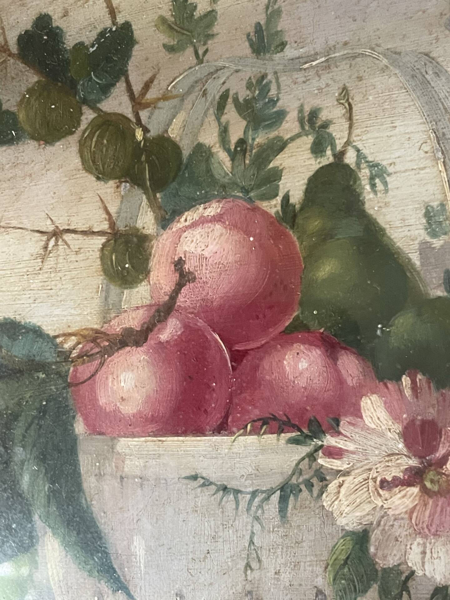 Paire de tableaux, natures mortes fruits et fleurs