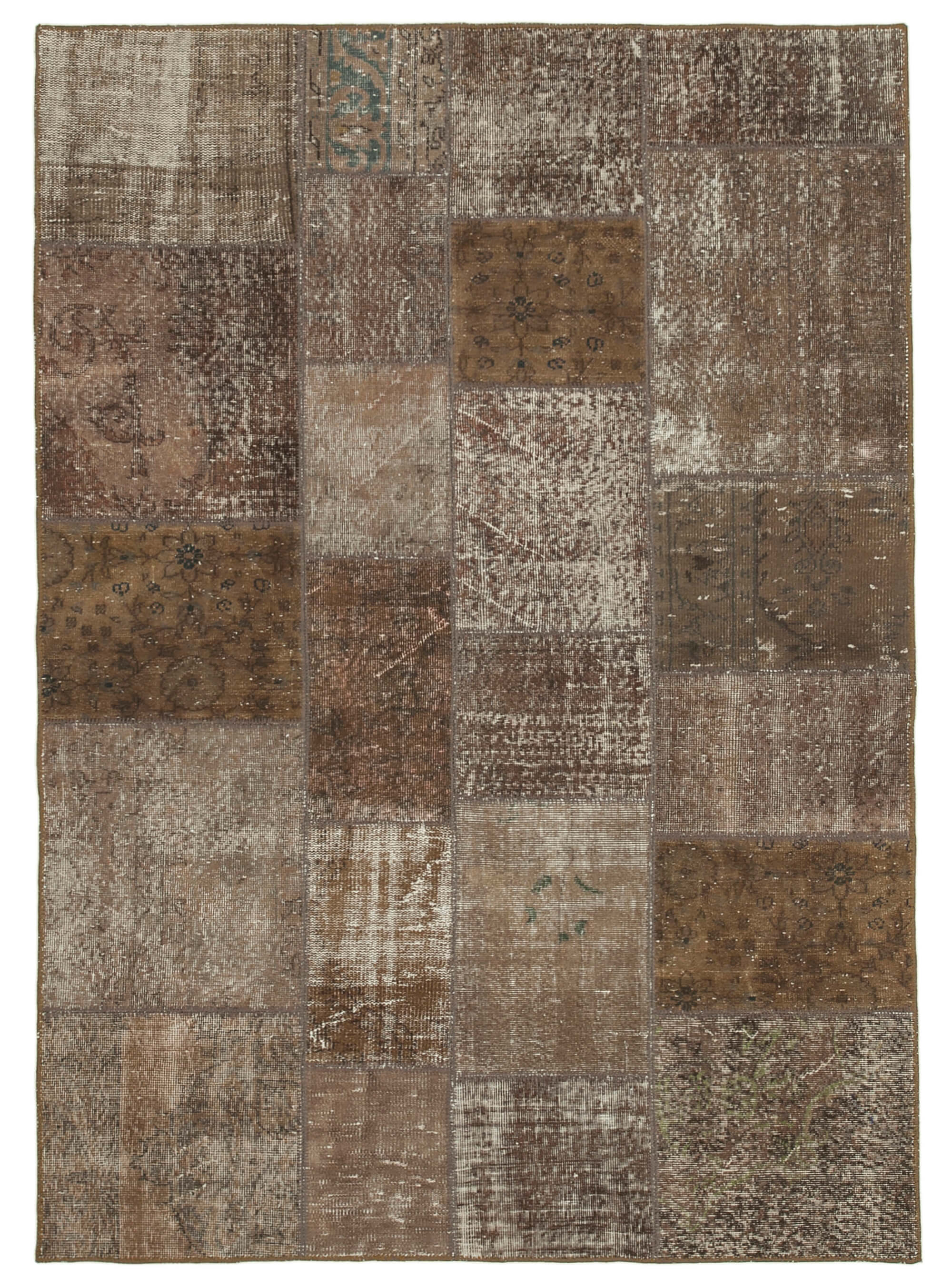 Hand-knotted oriental vintage 171 cm x 241 cm brown patchwork carpet