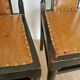 Set of 3 Vintage Dining Chairs: High Back, Leather Seat, Nailhead Trim