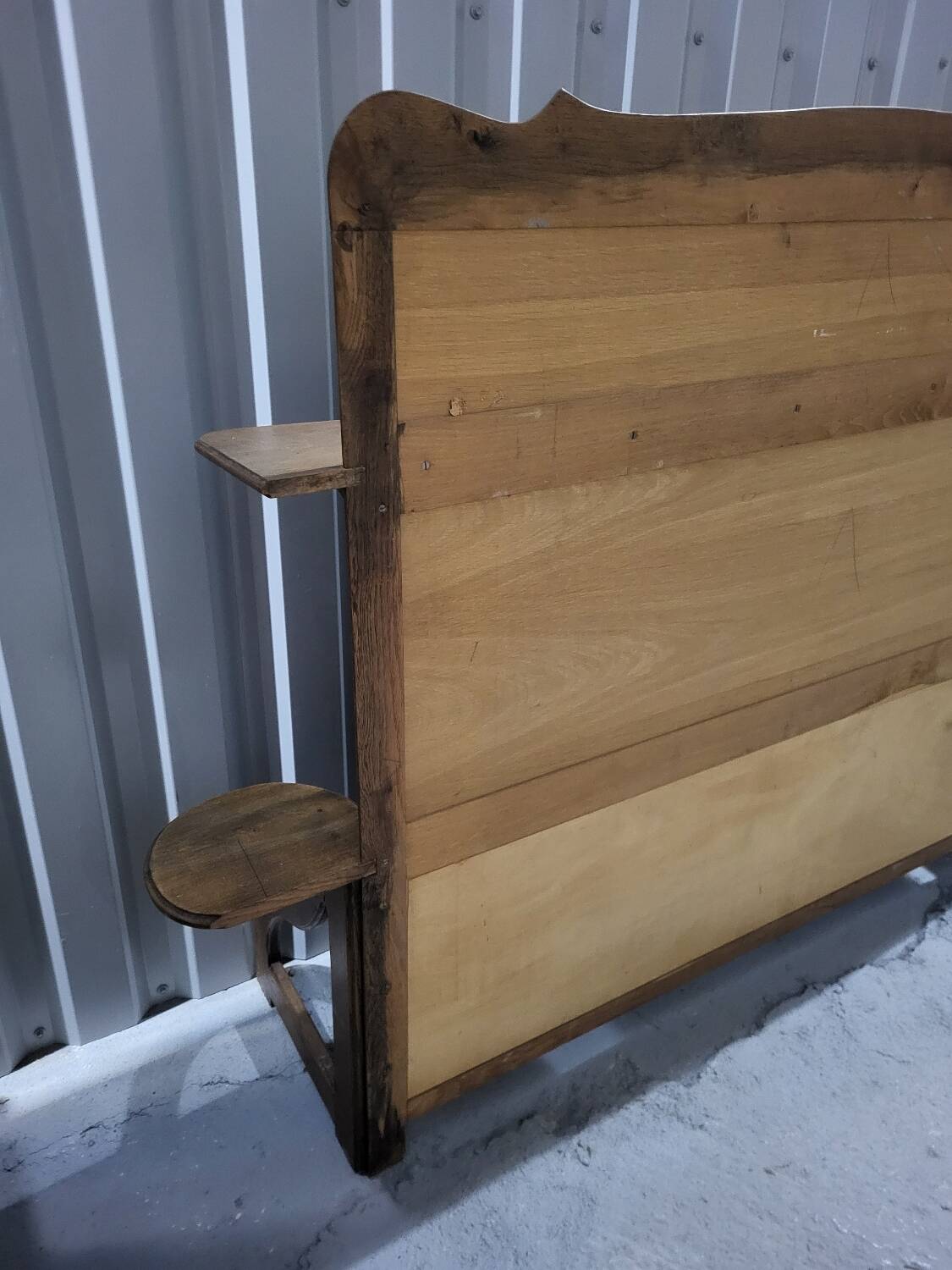 Authentic old vintage solid oak headboard in very good condition