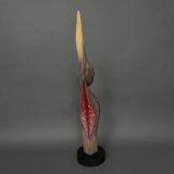 Wooden sculpture by Calin Hentea 20th century woman with bird