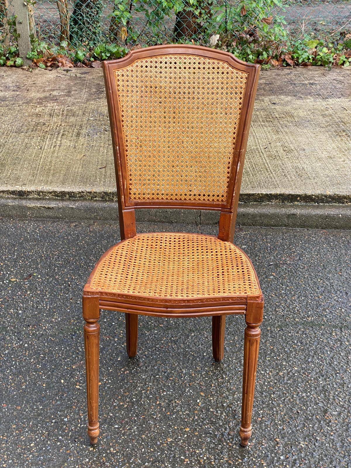 Louis XVI caned chair, solid oak, 20th century.