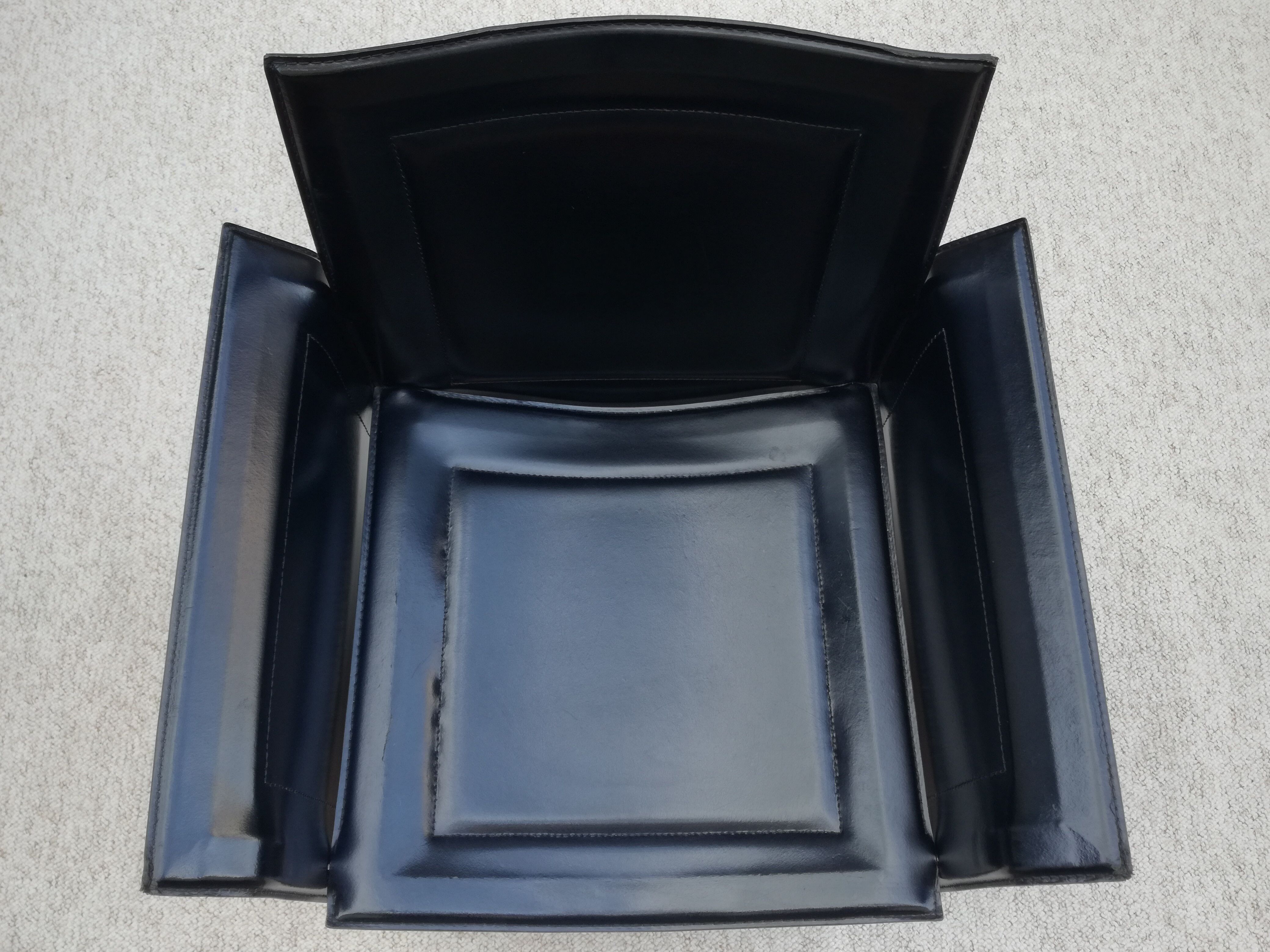 Tito Agnoli Italian black leather design chair