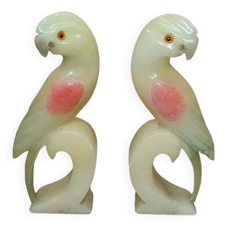 Alabaster Parrot Bookends, 1930s