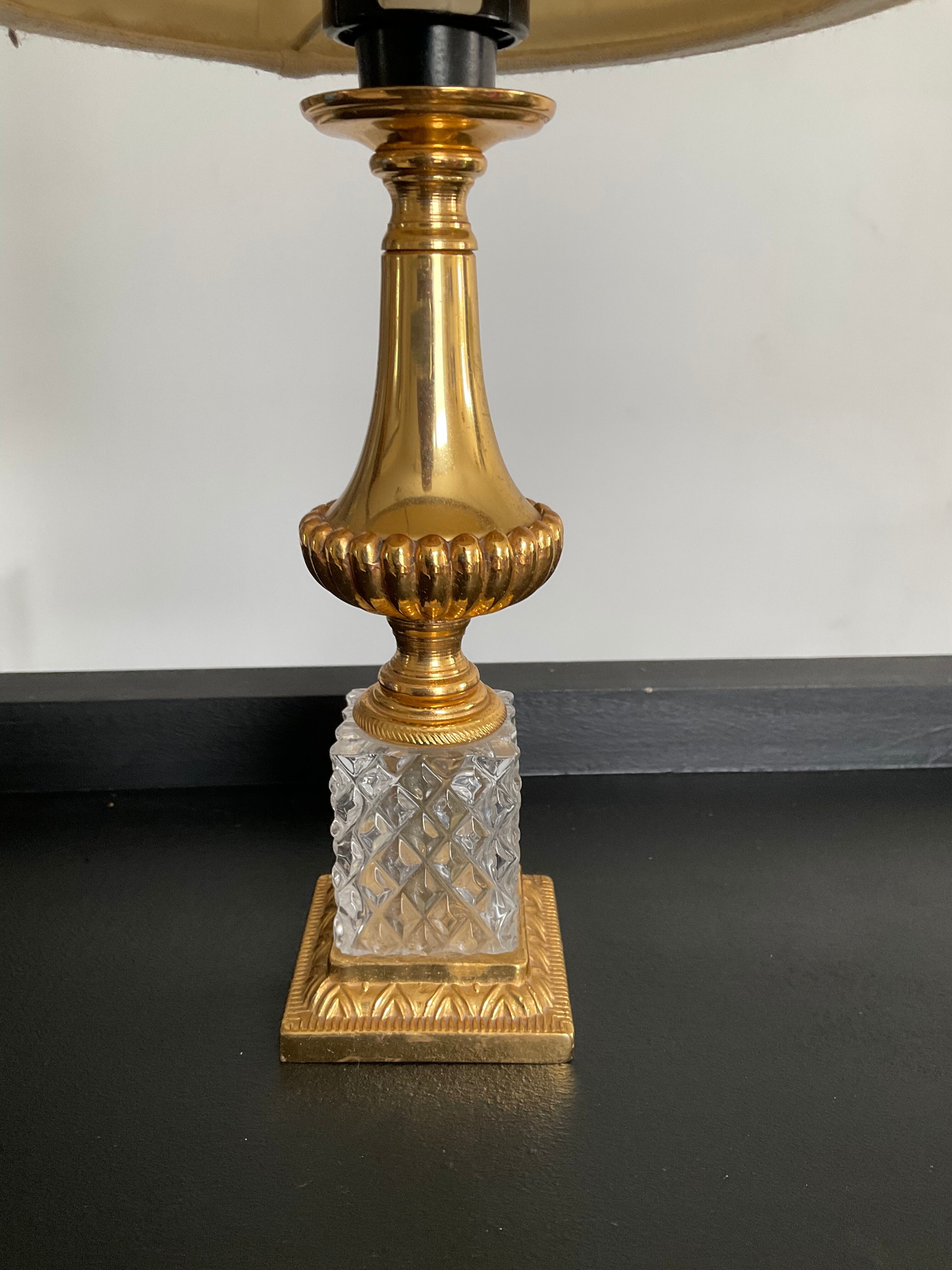Vintage lamp 70s crystal and brass