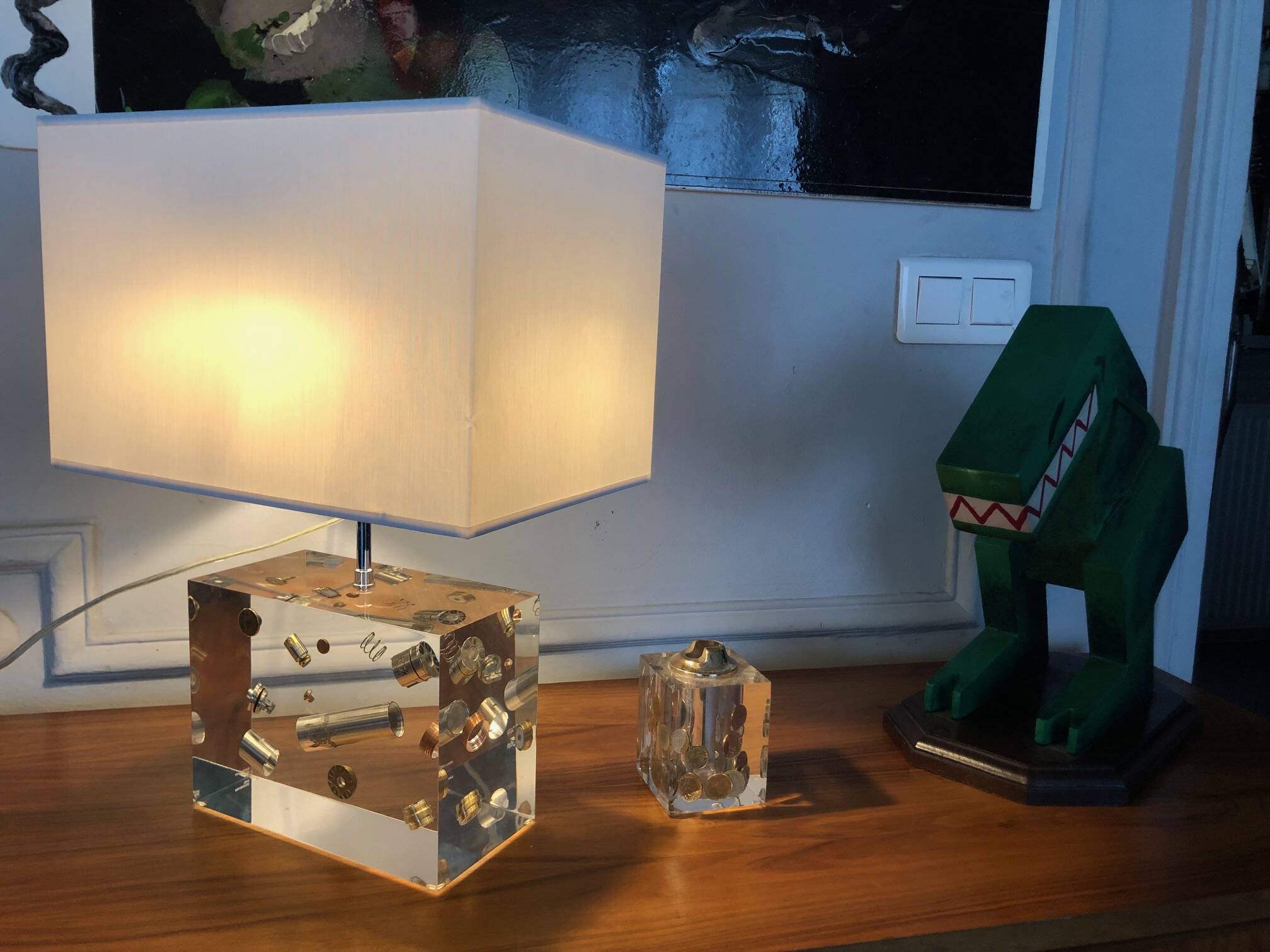 Table Lamp • Sculpture • Resin Inclusion • Post Space Age • 2000