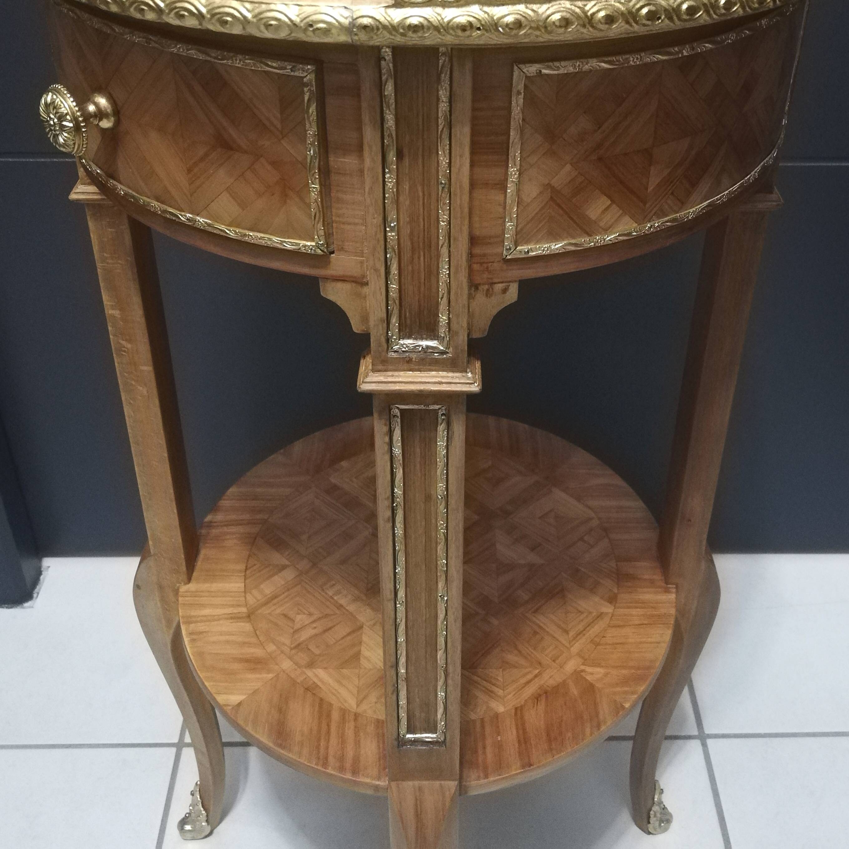 Louis XV style marquetry pedestal table or coffee table