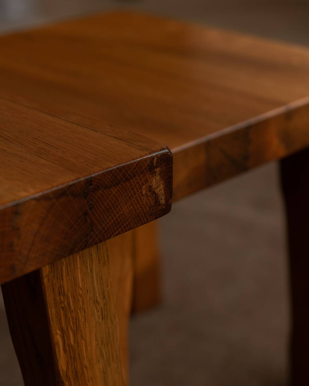 Brutalist Solid Oak Nesting Tables (Set of 3) – Dutch 1970s