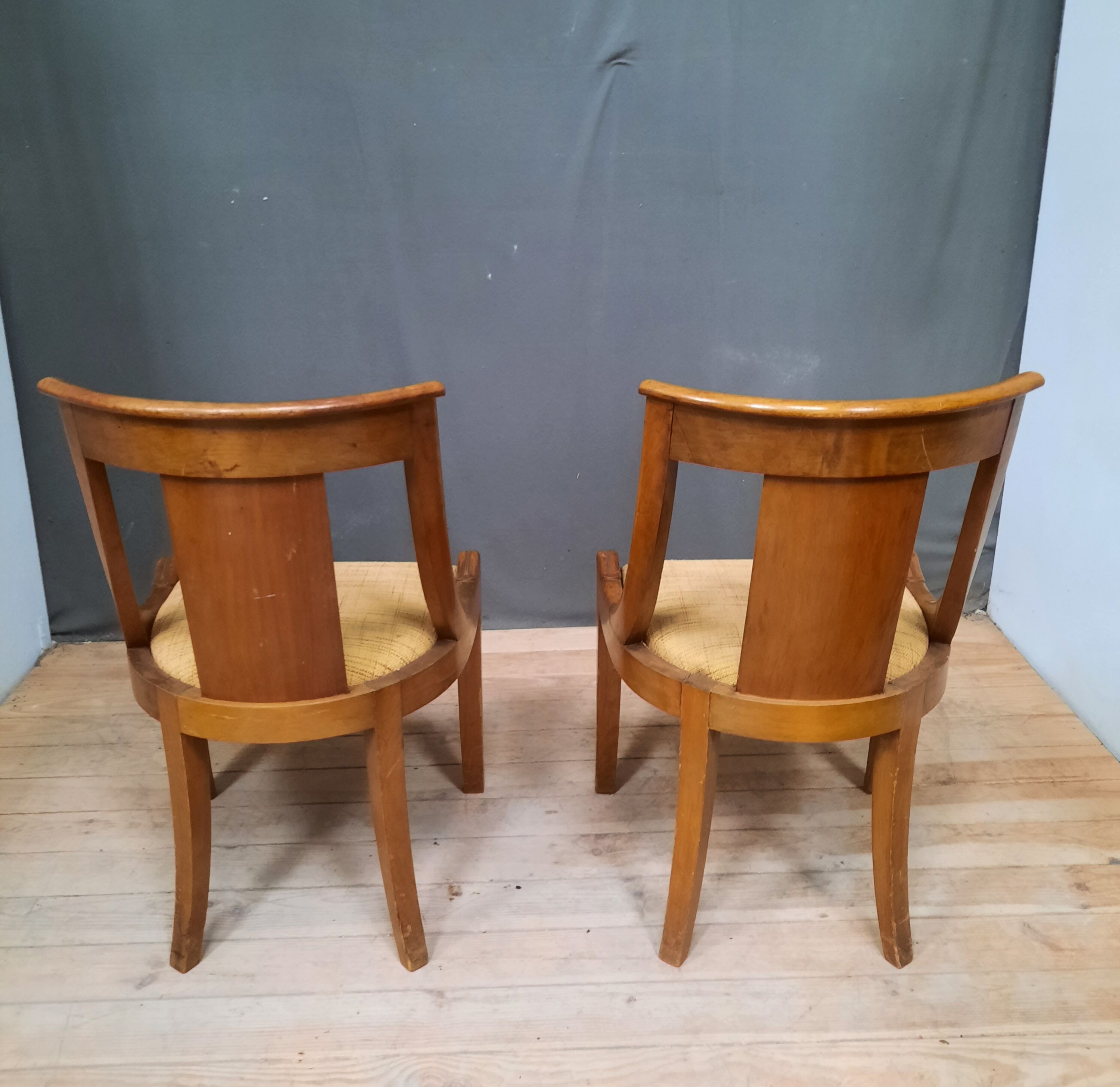 Pair of gondola chairs made of cherry tree