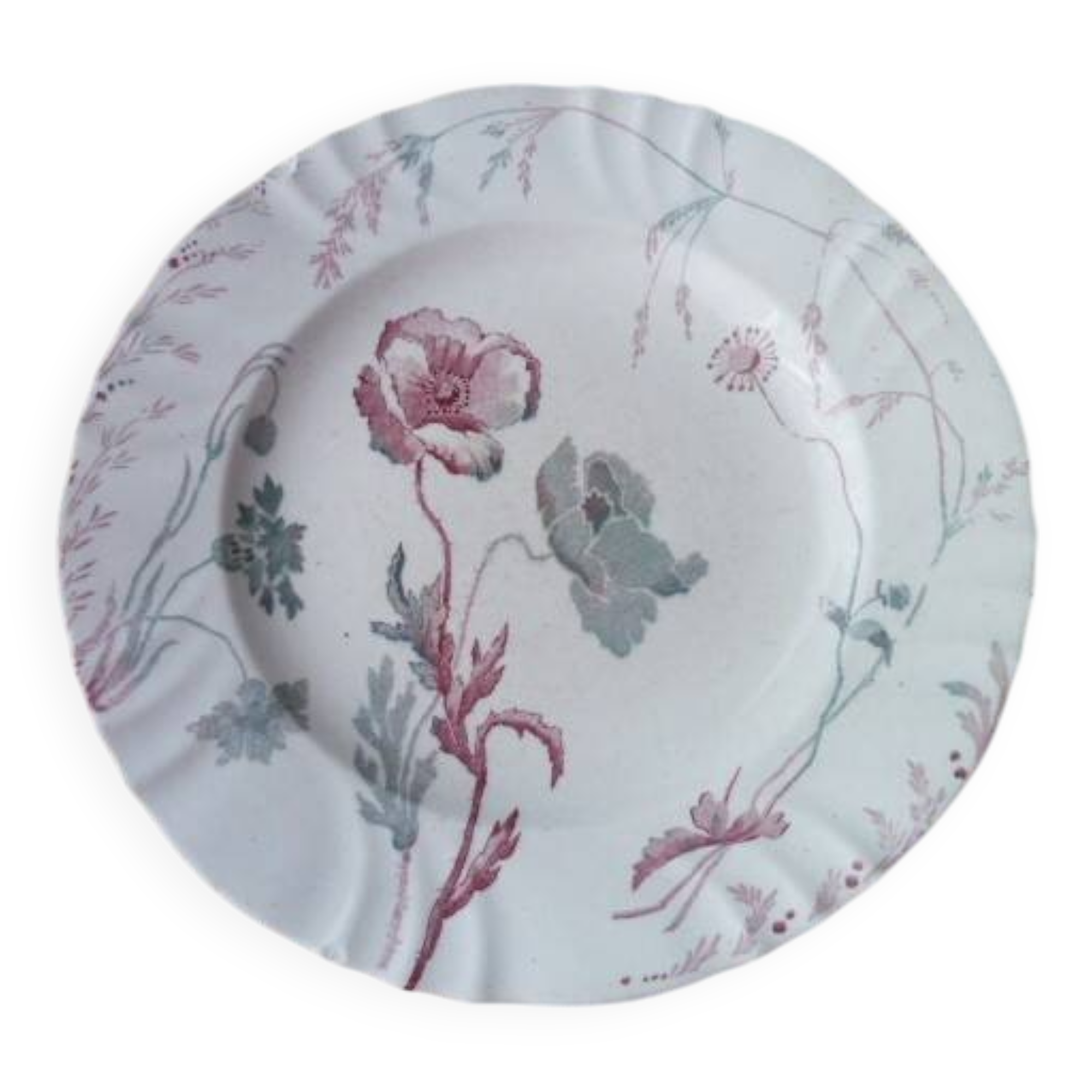 Compote dish, footed bowl Longwy pottery Poppy model