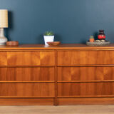 Retro teak 1960s restored steens danish double 8 drawer chest of drawers sideboard