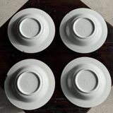Set of 4 Italian deep plates Ceramica Quadrifoglio with blue rim D22