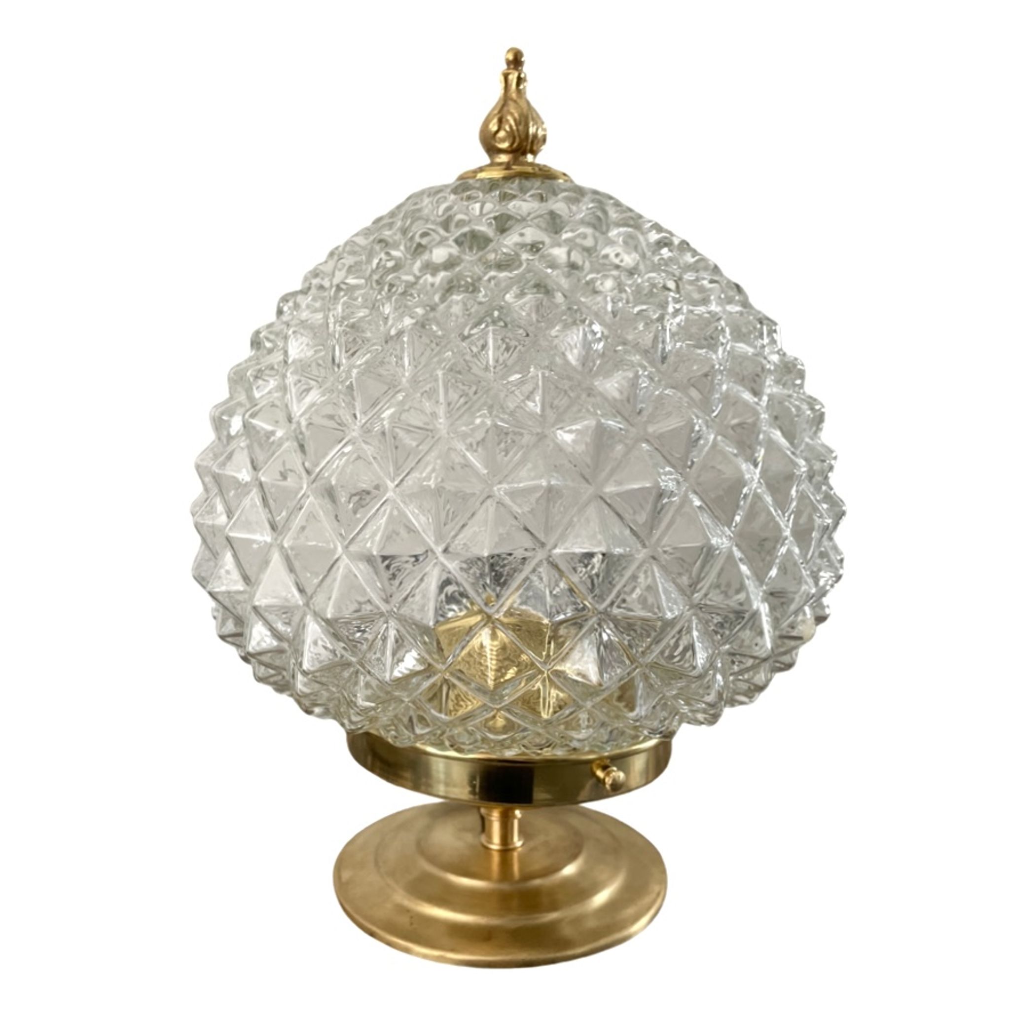 Vintage glass table lamp with new electrified diamond tips